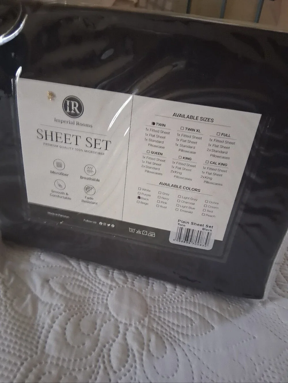 Imperial Rooms Black Microfiber Sheet Set